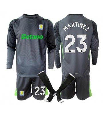 Aston Villa Emiliano Martinez #23 Portero Primera Equipación Niños 2025-26 Manga Larga (+ Pantalones cortos)